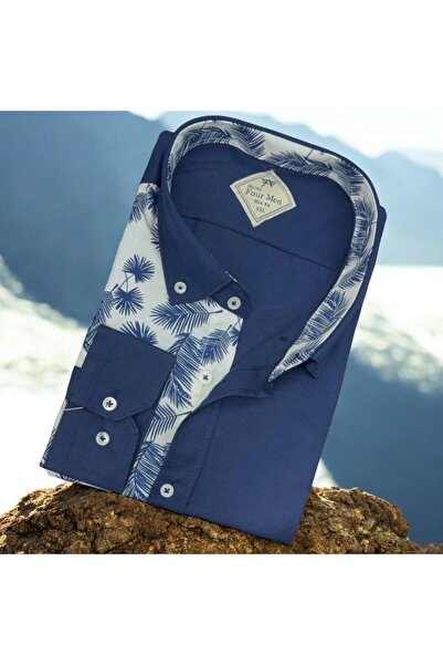 EREN STYLE Pamuk paketa tamnoplave muške košulje dugih rukava (uzorak Slim fit)