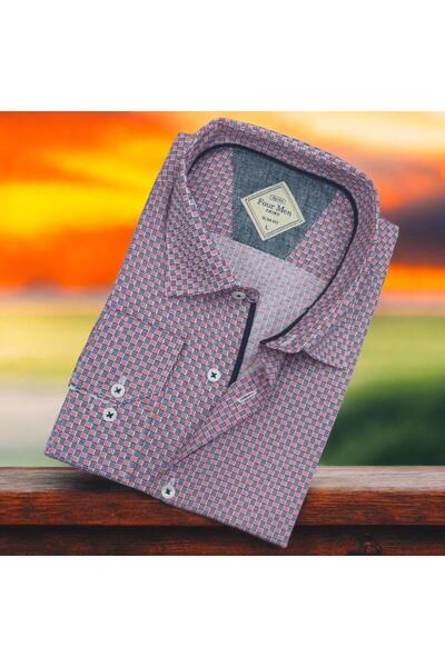 EREN STYLE Pamuk paketa ružičastih muških košulja dugih rukava ( Slim fit uzo...