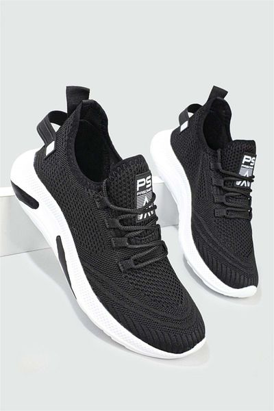 Kids Club Shoes Pasomia 062 حذاء رياضي تريكو للجنسين أسود-أبيض