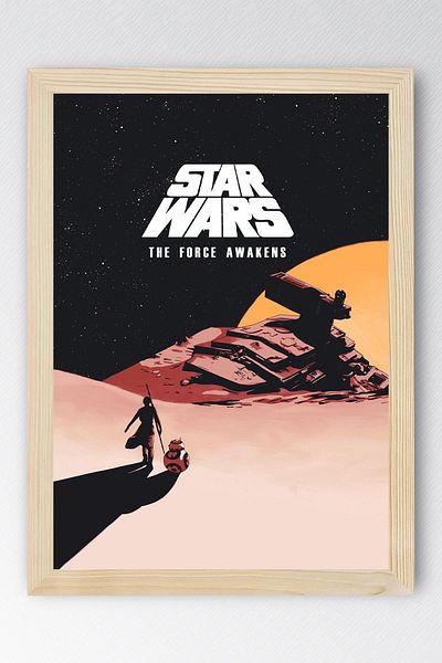 Saturn Pictură înrămată Star Wars The Force Awakens - Poster de film Space Wars