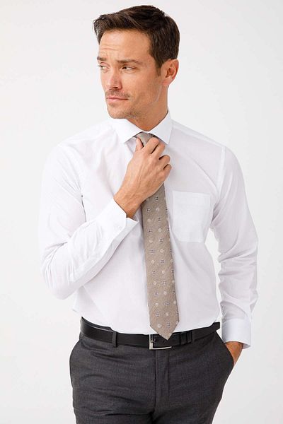 İgs Ανδρικό λευκό κανονικό πουκάμισο / Comfortable Fit Easy Iron