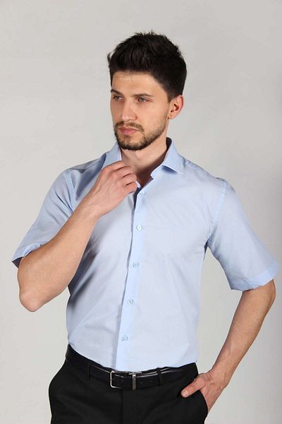 İgs Ανδρικό γαλάζιο Slim Fit / Slim Fit Std πουκάμισο κοντό μανίκι