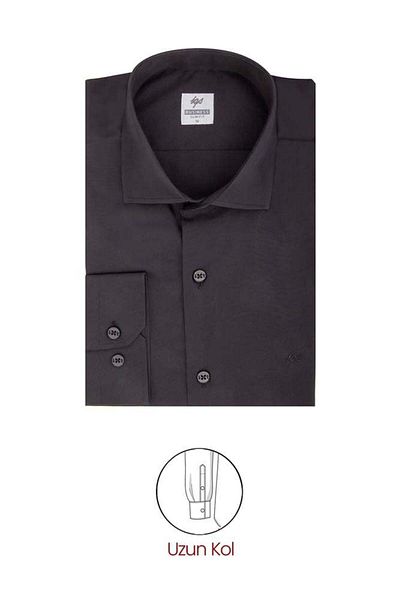 İgs Мъжка черна риза Slim Fit / Tally Fit 7 см, класическа