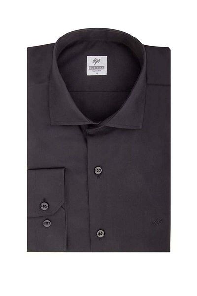 İgs Мъжка черна риза Slim Fit / Tally Fit 7 см, класическа