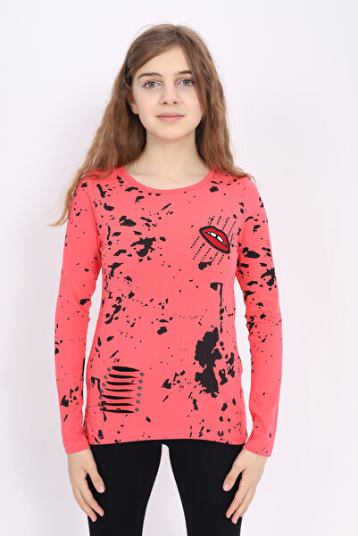 Toontoy Swea cu broderie cu croială buze pentru fetiță tricou