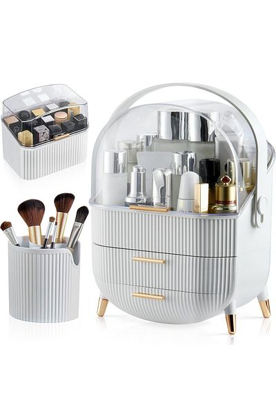 fulina Makeup Organizer,Cosmetics Display Case with Drawers and Brush Organizer,for Bathroom,Dresser