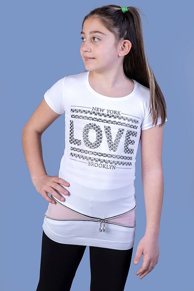 Toontoy Girl's T-shirt - Love Foil Printed