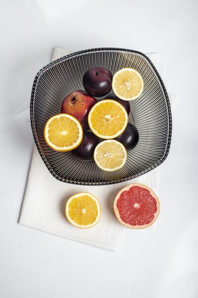 EWs 3.3 Lt Acrylic Baroque Smoked Large Square Fruit and Salad Bowl - Mixing Bowl