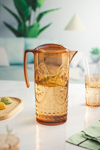 EWs Acrylic Honey Jug with 2.3 Lt and 6 Pieces - Water Soft Drink and Coffee Side Cup 400 ml Set (Not Glass)