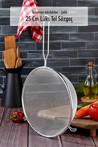 Depa 25 cm Luxury Large Size Steel Wire Strainer & Colander Attached to the Pot