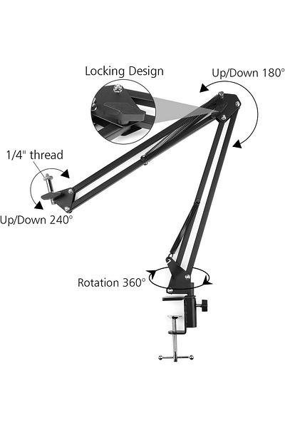 AWH Video Stand Phone Holder – Articulating Arm Phone Mount, Tabletop Scissor Boom Arm
