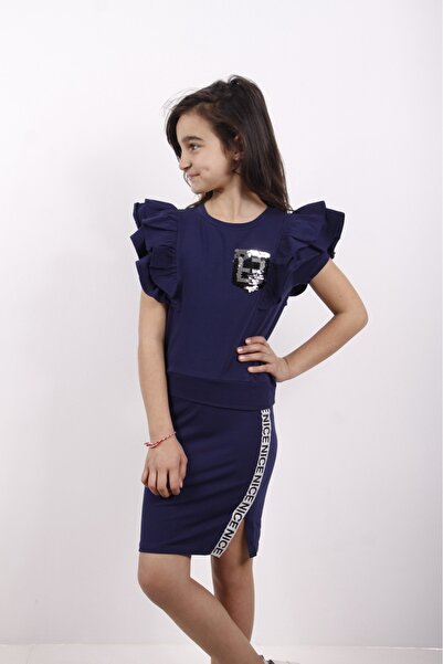 Toontoy Girl - Sequin Embroidery Detailed Skirt Suit