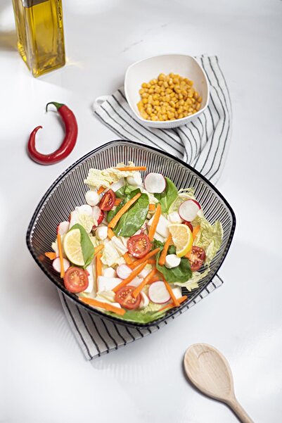 EWs 3.3 Lt Acrylic Baroque Smoked Large Square Fruit and Salad Bowl - Mixing Bowl