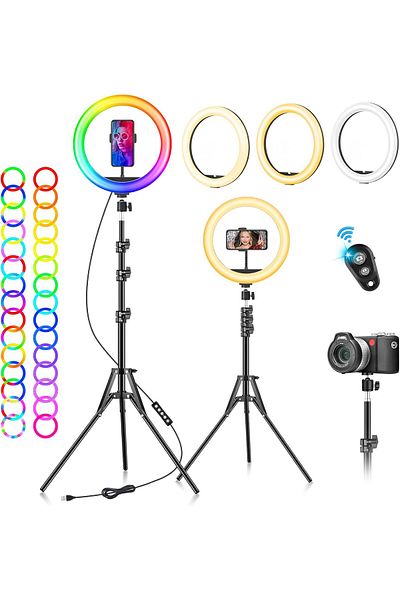 AWH 10" RGB Ring Light with Tripod & Phone Holder