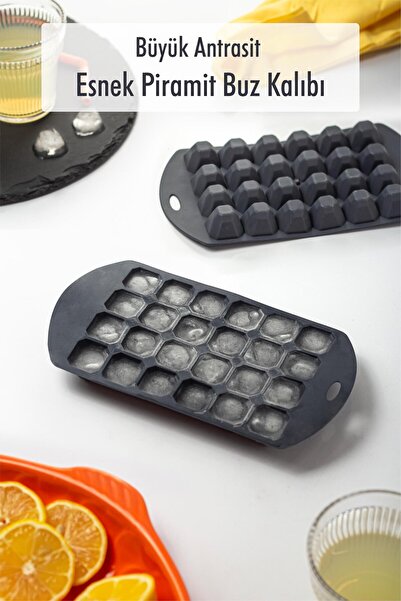 EWs Büyük Antrasit Piramit Buz Kalıbı (13*24*2 cm)