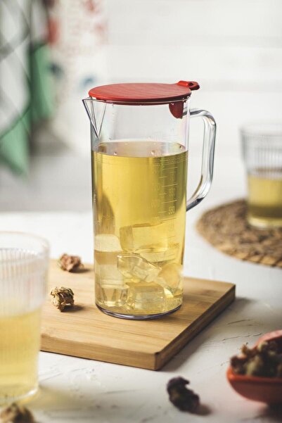 EWs Akrilik Ölçekli 1 Lt Sürahi & Ölçü Kabı (Buzdolabı Kapak Rafına Sığar)