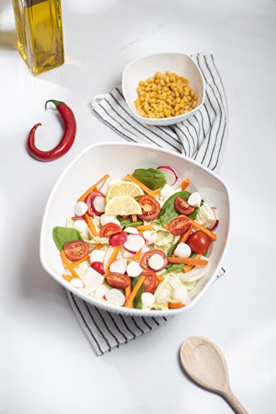 EWs Acrylic Baroque White Large Square Fruit & Salad Bowl & Mixing Bowl / 3.3 Lt (NOT GLASS)