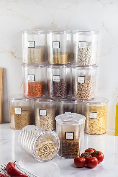 EWs Set of 12 Baroque Round Large Jars - For Storage and Food Container (12*2000 ML)