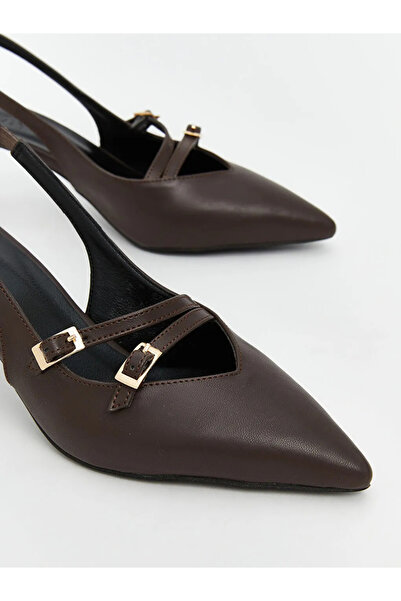 LC Waikiki Koor Brown Pointed Toe Women's Heeled Shoes