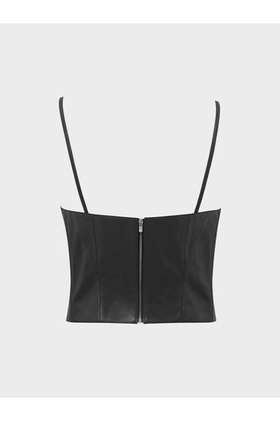 RİVUS Vegan Leather Bustier - Black