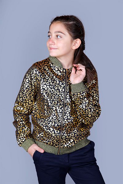 Toontoy Girl's Leopard Print Shiny Cardigan