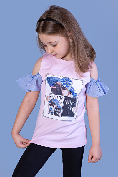 Toontoy Κορίτσι - Μπλουζάκι με καπέλο σκύλου με τύπωμα συνδυασμός υφασμάτων