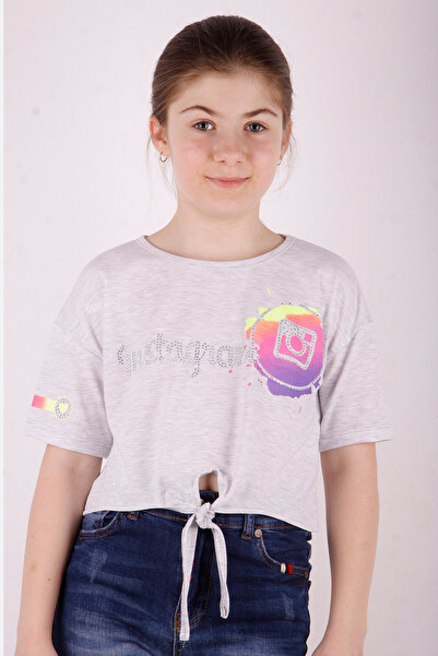 Toontoy Κορίτσι - Μπλουζάκι Instagram με τύπωμα με κορδόνια στην κοιλιά