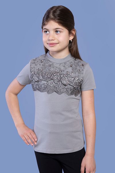 Toontoy Girl's Front Flower Lace T-Shirt