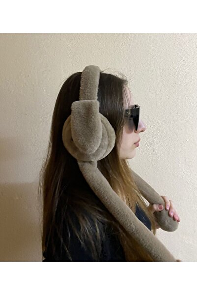 bilben Unisex Kahverengi Hareketli Oynar Kulaklı Kışlık Peluş Tavşan Kulaklık - Yeni Yıl Hediyesi