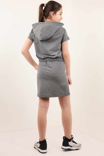 Toontoy Girl's Be Wild Printed Hooded Skirt Suit