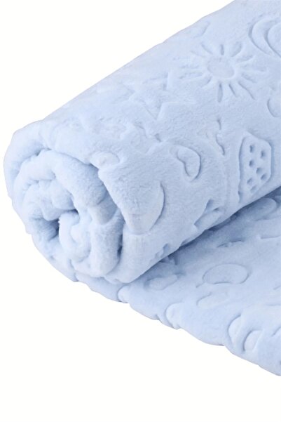 ŞAMATA PARTİ EVİ Blue Embossed Baby Blanket