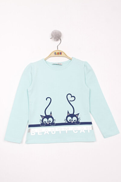 Toontoy Girl's Cat Printed T-Shirt