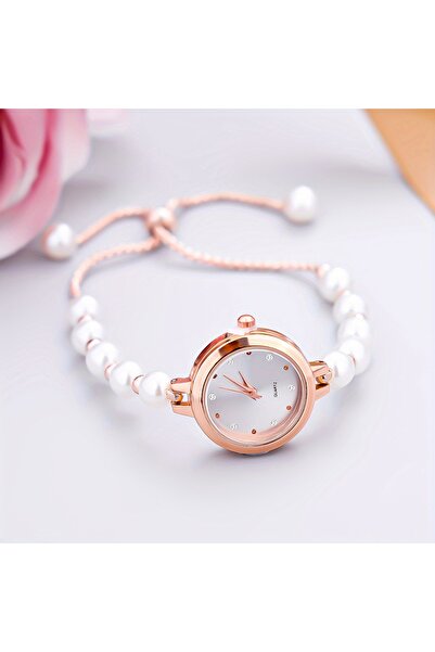 Zümrüt Toystore Elegant Women's Wristwatch with Pearl Beads Adjustable Bracel...