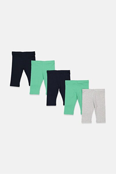 Tchibo بنطلون ضيق للبنات الصغار، 5 قطع، أزرق داكن ورمادي وأخضر