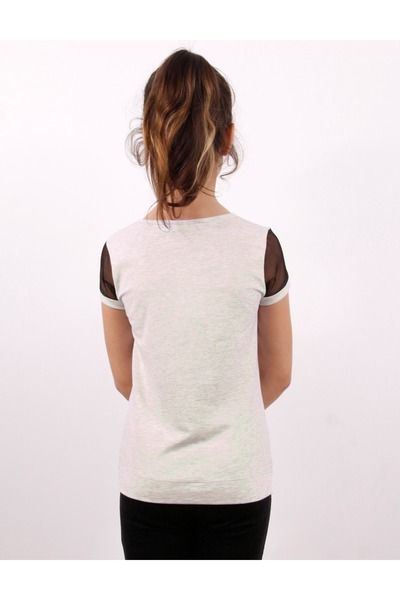 Toontoy Star Printed Girl's T-shirt - Mesh Sleeve Side