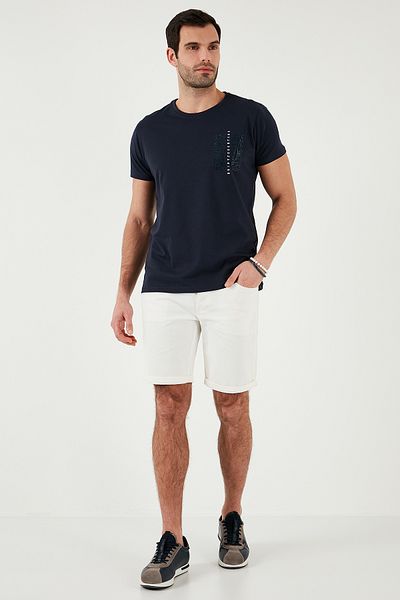 Buratti Мъжка памучна тениска с кръгло деколте Slim Fit - 541QUINT