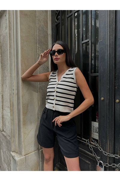 RM Collect GOLD BUTTONED STRIPED VEST