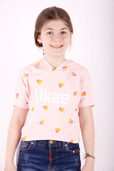 Toontoy Fată - Tricou Likee cu imprimeu cu glugă