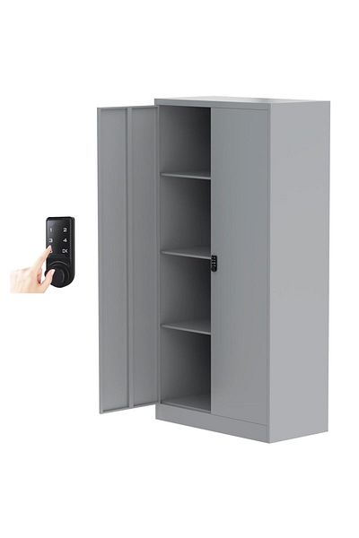 Mahmayi Modern OMSC Digital Cupboard with Touch Screen Lock with 3 Adjustable Shelves-Grey
