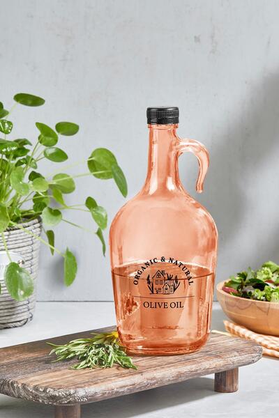 SELKA HOME - Mary 1500 ML Desenli Cam Galon Yağdanlık
