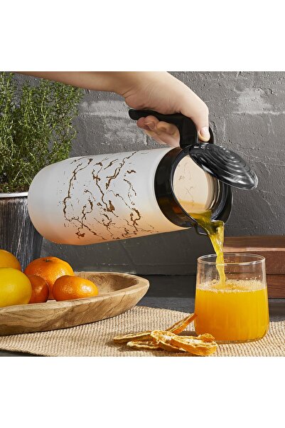 SELKA HOME Beyaz Mermer Desen Cam Sürahi 1500 ml