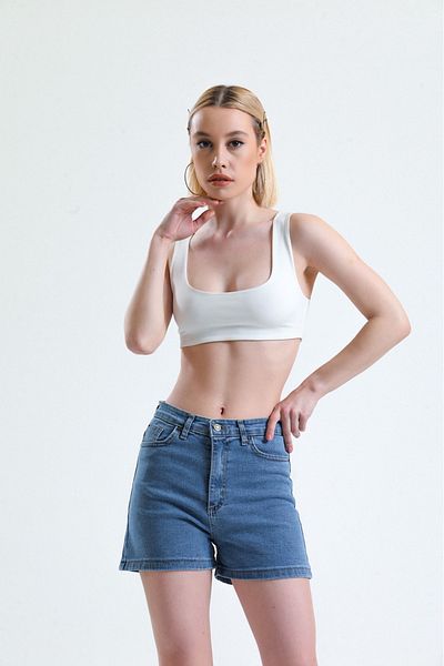 AsiaLife Pantaloni scurți din denim albastru