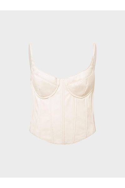 RİVUS Ecru Colored Vegan Leather Bustier