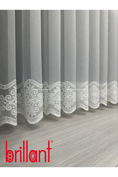 Brillant Tül Perde Brillant Marka Etek İşleme Su Yolu Yonca Desen 1 e 3 Pile