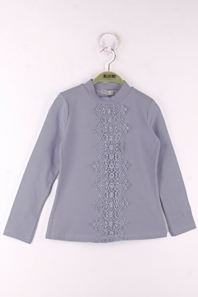 Toontoy Tricou pentru școală pentru fete, cu dantelă în față