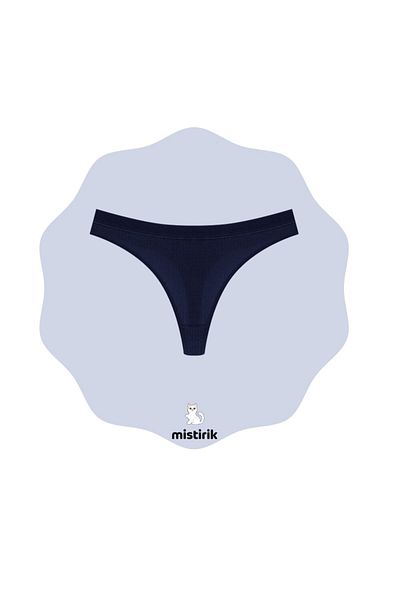MİSTİRİK Paulo Model Navy Blue String Panties - Ribbed and Flexible Soft Fabric