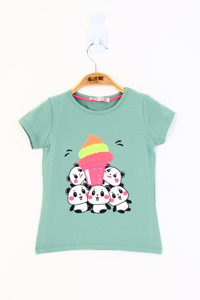 Toontoy Girl's T-shirt - Printed, Flip and Sequin Detail