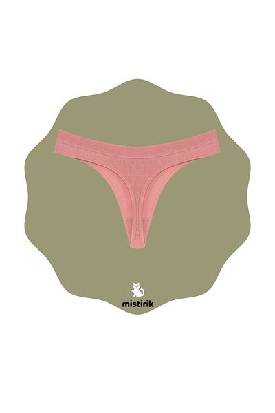 MİSTİRİK Paulo Model - Pastel Pink String Panties with Ribbed and Flexible Soft Fabric