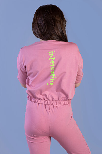 Toontoy Κοριτσίστικο - Σετ αθλητικής φόρμας με τύπωμα Crop με λεπτομέρεια τσέπης
