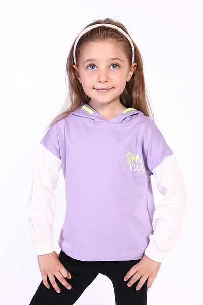 Toontoy Girl's Colorblock Hooded Sweatshirt